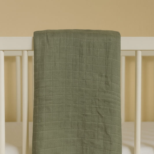 Olive Green Bamboo Blend Muslin Swaddle