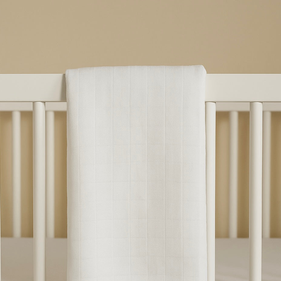 White Bamboo Blend Muslin Swaddle