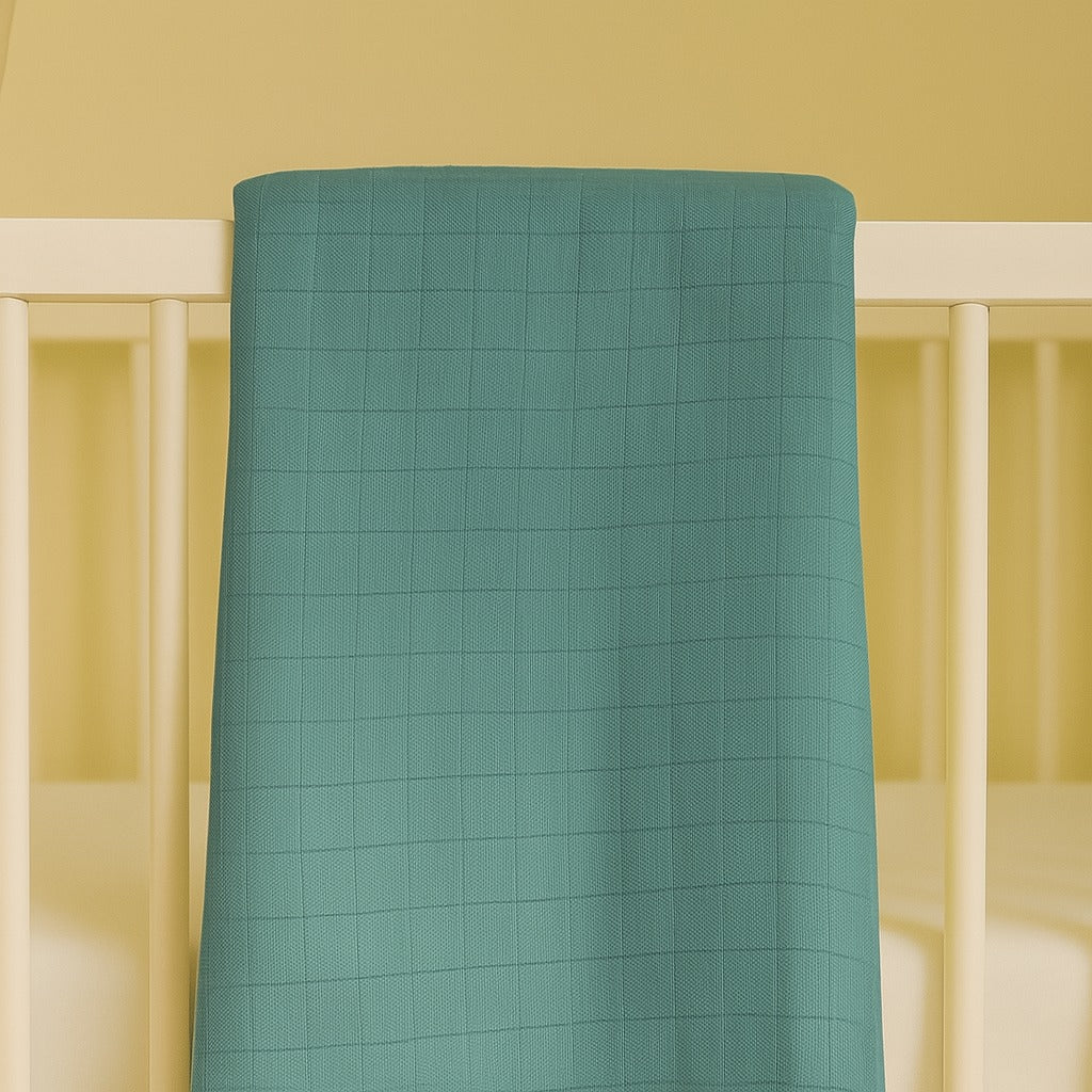 Teal Blue  Bamboo Blend Muslin Swaddle